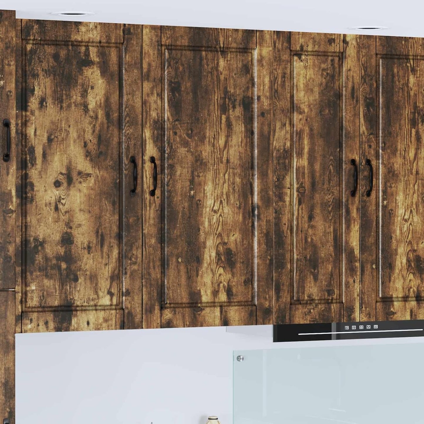 Meuble mural effet bois fume 50 x 31 x 100 cm avec porte et etageres pour cuisine, salle a manger ou sejour