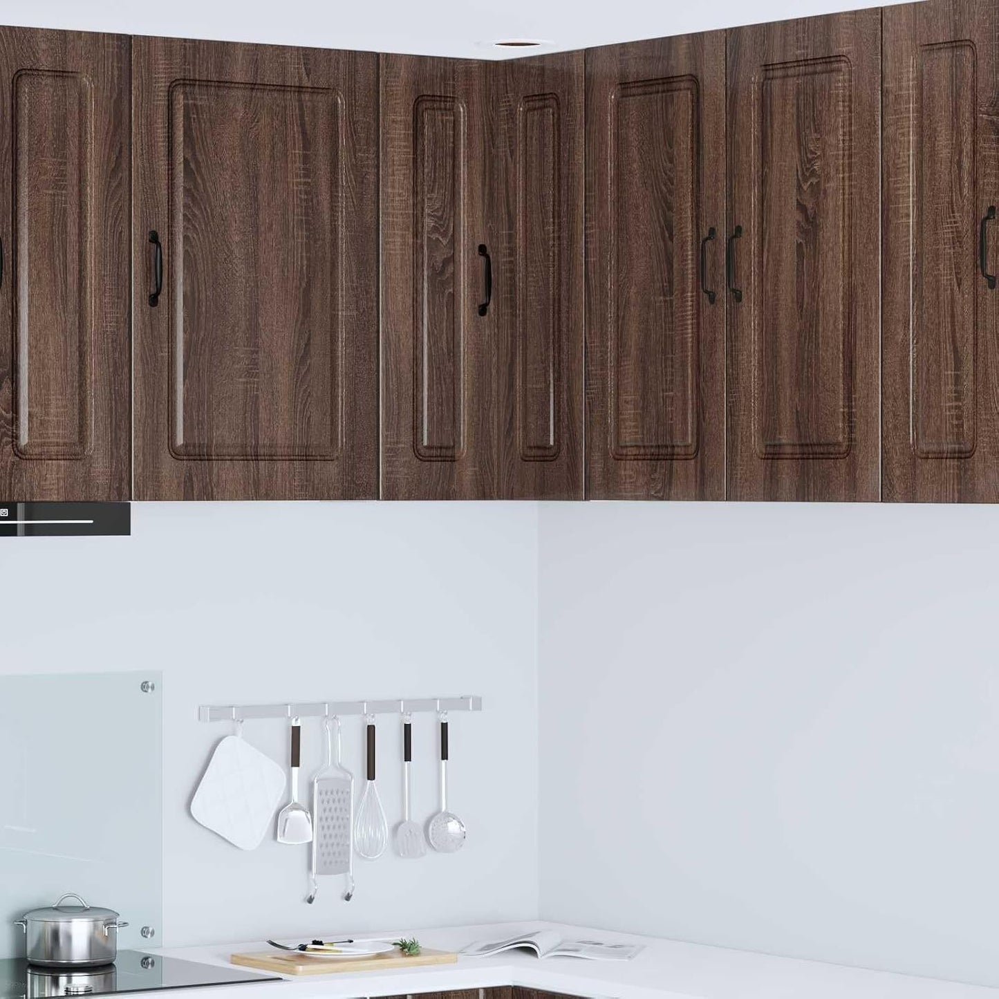 Meuble de cuisine en bois composite 57 x 57 x 80 cm avec 2 portes et 3 etageres pour salon, entree ou salle a manger