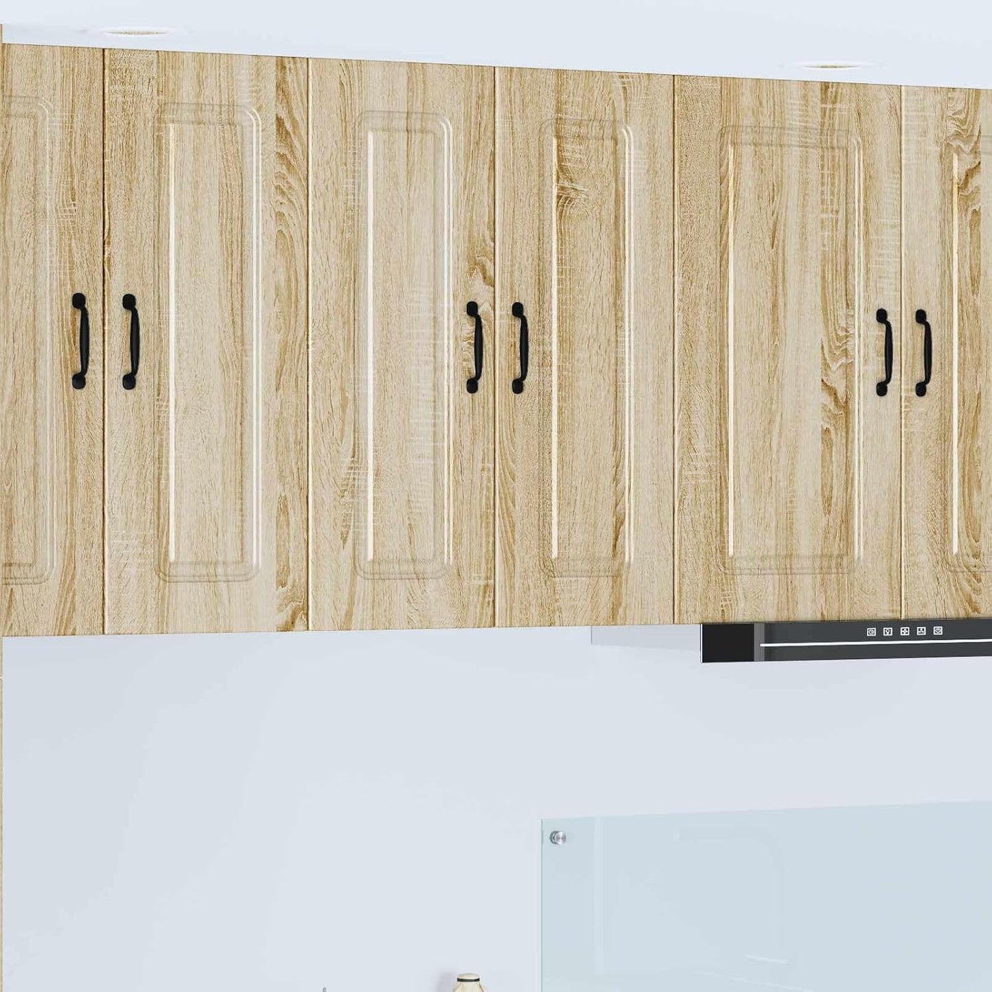 Lot de deux panneaux pour lave-vaisselle en chene Sonoma avec armoire murale 30 x 31 x 80 cm, rangement cuisine optimise et elegant