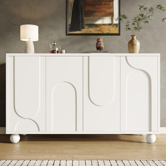 Bahut de salle a manger avec quatre portes et tablettes ajustables, armoire polyvalente 120 x 35 x 71 cm pour salon cuisine ou chambre