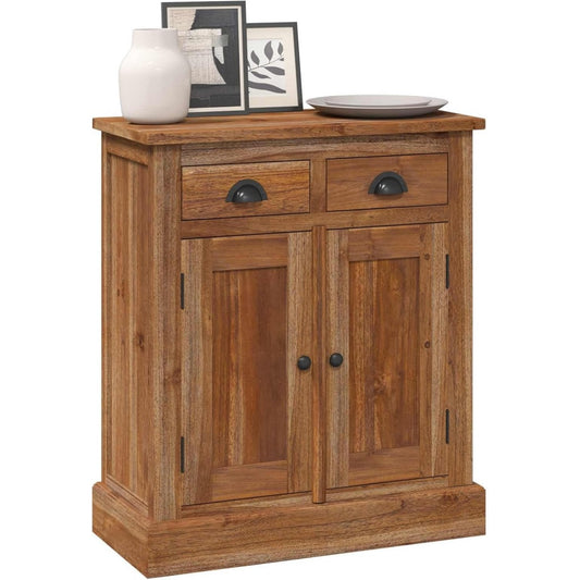 Armoire teck naturel 65 cm avec tiroir, finition vintage et grain de bois unique pour interieur chaleureux